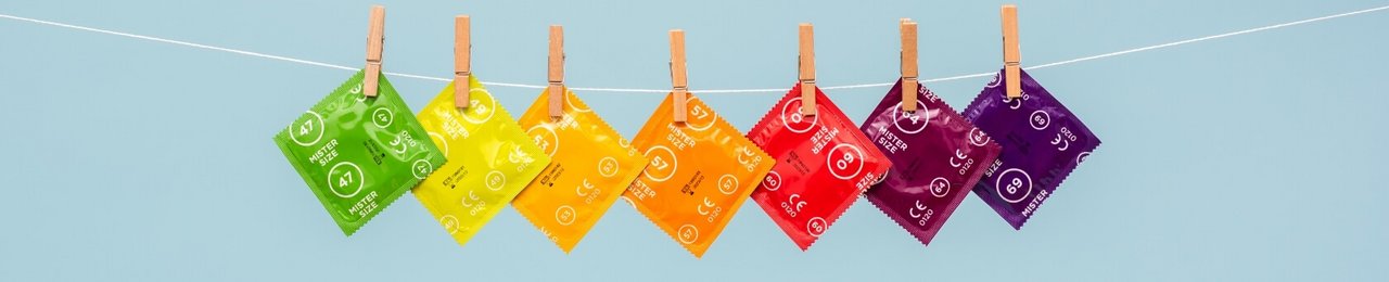 7 Mister Size Kondome auf der Wäscheleine